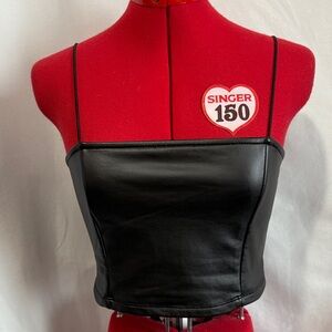 SHEIN Black Faux Leather Crop Top